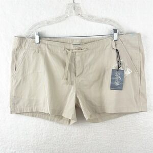 New SALT LIFE Womens Khaki Mid Rise Adjustable Button Waist Cotton Short Sz 14